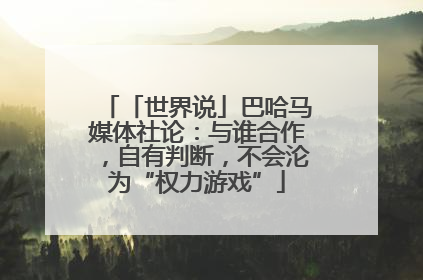 「世界说」巴哈马媒体社论：与谁合作，自有判断，不会沦为“权力游戏”