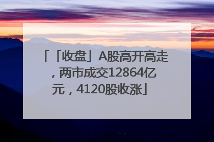 「收盘」A股高开高走，两市成交12864亿元，4120股收涨