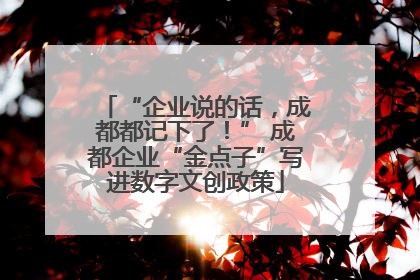 “企业说的话，成都都记下了！” 成都企业“金点子”写进数字文创政策