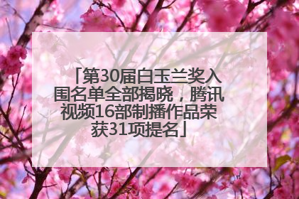 第30届白玉兰奖入围名单全部揭晓，腾讯视频16部制播作品荣获31项提名