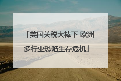 美国关税大棒下 欧洲多行业恐陷生存危机
