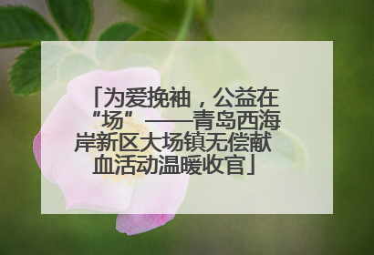 为爱挽袖，公益在“场”——青岛西海岸新区大场镇无偿献血活动温暖收官