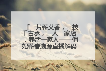 一片蕲艾香，一技千古承，一人一家店，养活一家人——俏妃蕲春溯源直播解码中医养生文化传承
