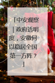 中安观察｜政府透明度，安徽何以稳居全国第一方阵？