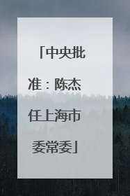中央批准：陈杰任上海市委常委