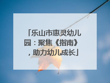 乐山市惠灵幼儿园：聚焦《指南》，助力幼儿成长