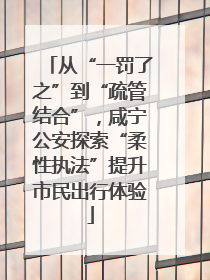 从“一罚了之”到“疏管结合”，咸宁公安探索“柔性执法”提升市民出行体验