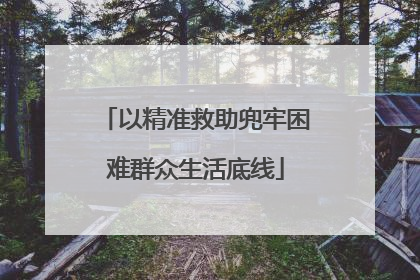 以精准救助兜牢困难群众生活底线