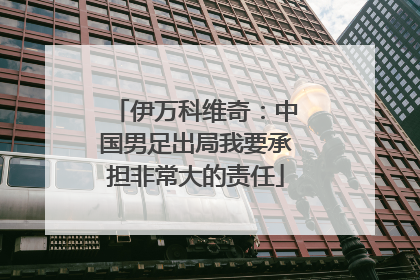 伊万科维奇：中国男足出局我要承担非常大的责任
