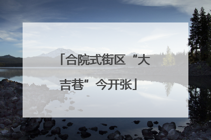 合院式街区“大吉巷”今开张