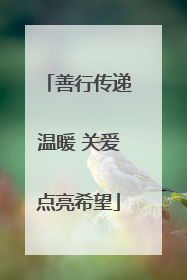 善行传递温暖 关爱点亮希望