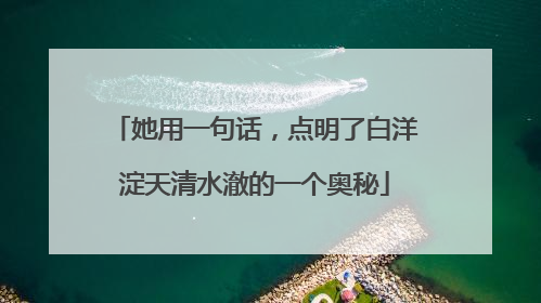 她用一句话，点明了白洋淀天清水澈的一个奥秘