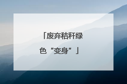 废弃秸秆绿色“变身”