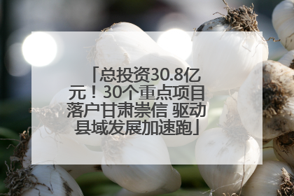 总投资30.8亿元！30个重点项目落户甘肃崇信 驱动县域发展加速跑