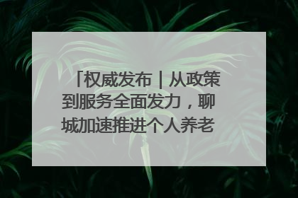 权威发布｜从政策到服务全面发力，聊城加速推进个人养老金制度落地