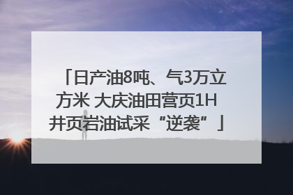 日产油8吨、气3万立方米 大庆油田营页1H井页岩油试采“逆袭”