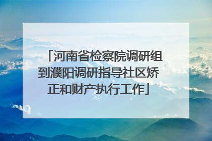 河南省检察院调研组到濮阳调研指导社区矫正和财产执行工作
