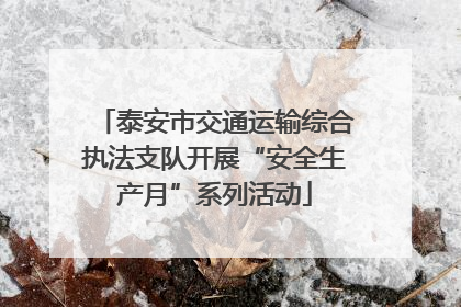 泰安市交通运输综合执法支队开展“安全生产月”系列活动