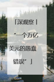 深观察丨“一个万亿美元的愚蠢错误”