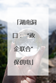 湖南洞口：“政企联合”保供电