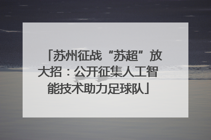 苏州征战“苏超”放大招：公开征集人工智能技术助力足球队