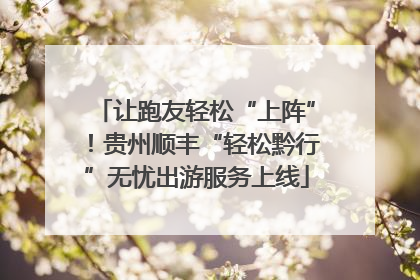 让跑友轻松“上阵”！贵州顺丰“轻松黔行”无忧出游服务上线