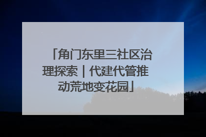 角门东里三社区治理探索｜代建代管推动荒地变花园