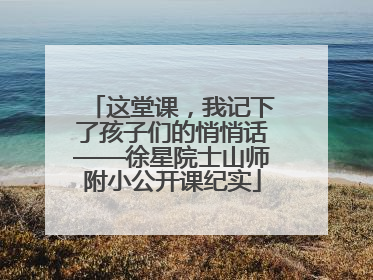 这堂课，我记下了孩子们的悄悄话——徐星院士山师附小公开课纪实