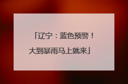 辽宁：蓝色预警！大到暴雨马上就来