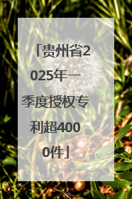 贵州省2025年一季度授权专利超4000件