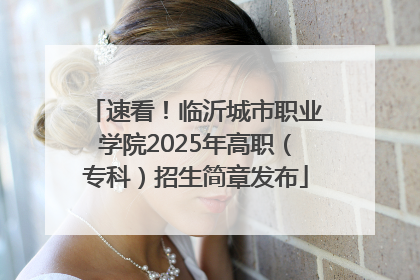 速看！临沂城市职业学院2025年高职（专科）招生简章发布