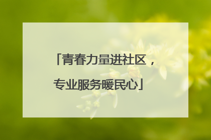 青春力量进社区，专业服务暖民心