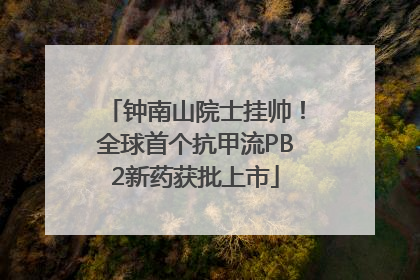钟南山院士挂帅！全球首个抗甲流PB2新药获批上市