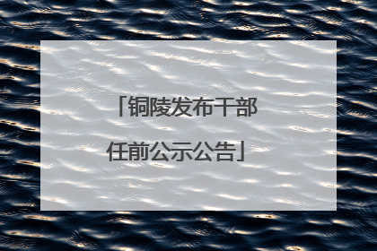 铜陵发布干部任前公示公告