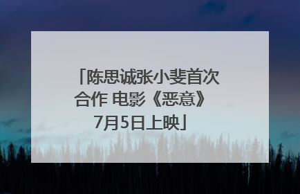 陈思诚张小斐首次合作 电影《恶意》7月5日上映