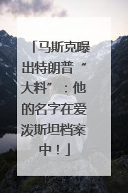 马斯克曝出特朗普“大料”：他的名字在爱泼斯坦档案中！