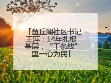 鱼丘湖社区书记王萍：14年扎根基层，“千条线”里一心为民