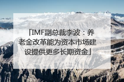 IMF副总裁李波：养老金改革能为资本市场建设提供更多长期资金