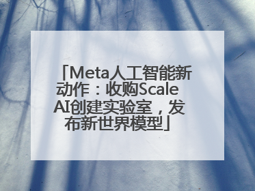 Meta人工智能新动作：收购Scale AI创建实验室，发布新世界模型